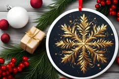 Snow Flake Christmas Round Cute Ornament Sublimation Product Image 1