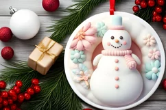 Christmas Round Snow Man Animal Ornament Sublimation Product Image 1