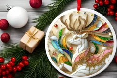 Christmas Round Reindeer Animal Ornament Sublimation Product Image 1