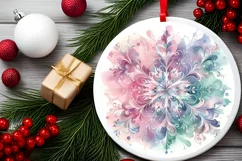 Snow Flake Christmas Round Cute Ornament Sublimation Product Image 1