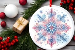 Snow Flake Christmas Round Cute Ornament Sublimation Product Image 2