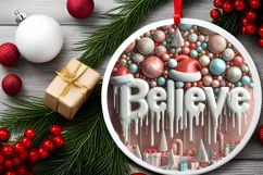 Believe Christmas Round Ornament Sublimation Product Image 1