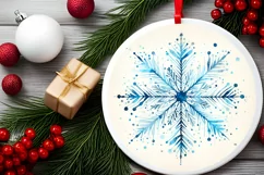 Snow Flake Christmas Round Cute Ornament Sublimation Product Image 1