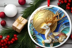 Christmas Round Reindeer Animal Ornament Sublimation Product Image 1