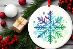 Snow Flake Christmas Round Cute Ornament Sublimation Product Image 2