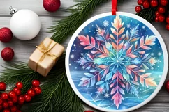 Snow Flake Christmas Round Cute Ornament Sublimation Product Image 1