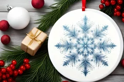 Snow Flake Christmas Round Cute Ornament Sublimation Product Image 1