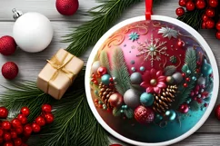 Christmas Round Cute Ornament Sublimation Product Image 1