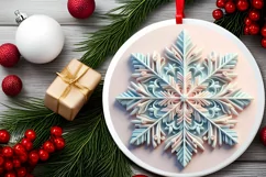 Snow Flake Christmas Round Cute Ornament Sublimation Product Image 1