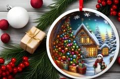 Christmas Night Round Cute Ornament Product Image 2