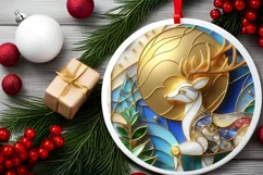 Christmas Round Reindeer Ornament Sublimation Product Image 2
