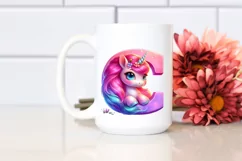 Cute Unicorn Alphabet Clipart | Unicorn Monogram Alphabet Product Image 13