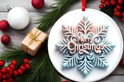 Snow Flake Christmas Round Cute Ornament Sublimation Product Image 1