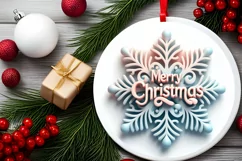 Snow Flake Christmas Round Cute Ornament Sublimation Product Image 1