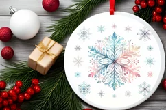 Snow Flake Christmas Round Cute Ornament Sublimation Product Image 1