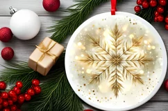 Snow Flake Christmas Round Cute Ornament Sublimation Product Image 1