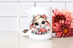 Baby Bunny Rose Flower, Clipart |T-shirt, Mug PNG Product Image 3