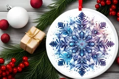 Snow Flake Christmas Round Cute Ornament Sublimation Product Image 1