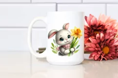 Easter Bunny with Scarf holdina a Flower, Clipart |T-shirt, Product Image 3