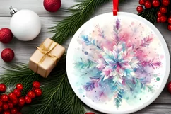 Snow Flake Christmas Round Cute Ornament Sublimation Product Image 1