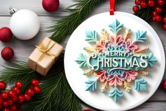 Snow Flake Christmas Round Cute Ornament Sublimation Product Image 1