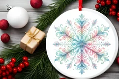 Snow Flake Christmas Round Cute Ornament Sublimation Product Image 1