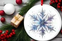 Snow Flake Christmas Round Cute Ornament Sublimation Product Image 1