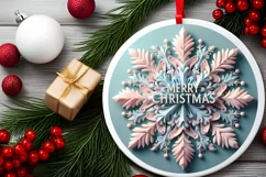 Snow Flake Christmas Round Cute Ornament Sublimation Product Image 1