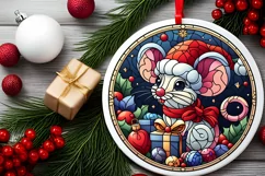 Stained Glass Christmas Round Ornament Sublimation Product Image 5