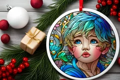 Stained Glass Christmas Round Ornament Sublimation Product Image 2