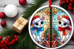 Stained Glass Christmas Round Ornament Sublimation Product Image 1