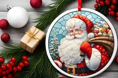 Stained Glass Christmas Round Ornament Sublimation Product Image 2