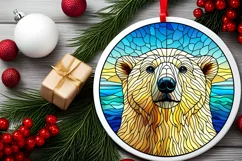 Stained Glass Christmas Round Ornament Sublimation Product Image 1