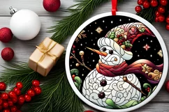 Stained Glass Christmas Round Ornament Sublimation Product Image 2
