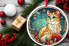 Stained Glass Christmas Round Ornament Sublimation Product Image 1