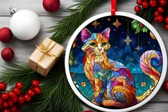 Stained Glass Christmas Round Ornament Sublimation Product Image 1