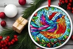 Stained Glass Christmas Round Ornament Sublimation Product Image 1