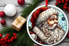 Stained Glass Christmas Round Ornament Sublimation Product Image 1