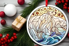 Stained Glass Christmas Round Ornament Sublimation Product Image 2