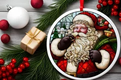 Stained Glass Christmas Round Ornament Sublimation Product Image 2