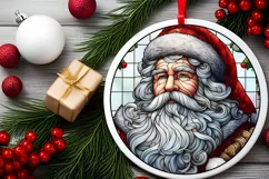 Stained Glass Christmas Round Ornament Sublimation Product Image 1