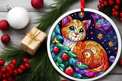 Stained Glass Christmas Round Ornament Sublimation Product Image 1