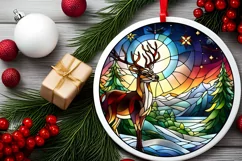 Stained Glass Christmas Round Ornament Sublimation Product Image 2