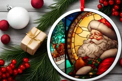 Stained Glass Christmas Round Ornament Sublimation Product Image 1