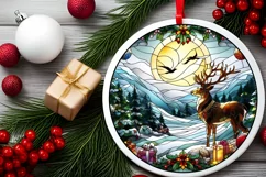 Stained Glass Christmas Round Ornament Sublimation Product Image 2