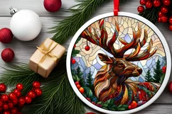 Stained Glass Christmas Round Ornament Sublimation Product Image 1