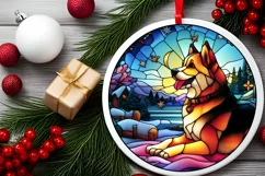 Stained Glass Christmas Round Ornament Sublimation Product Image 1