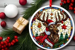 Stained Glass Christmas Round Ornament Sublimation Product Image 1