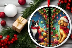Stained Glass Christmas Round Ornament Sublimation Product Image 1