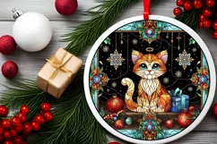 Stained Glass Christmas Round Ornament Sublimation Product Image 1